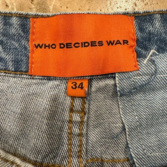 Who Decides War WDW Final Destination Patch Crystal / Rhinestone Distress Denim